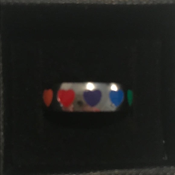 🌈💜❤️💙💛🧡 Rainbow hearts stainless pride ring - Picture 6 of 7